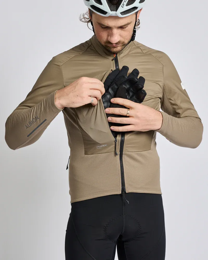Albion Men's Thermal Wind Jersey in Dark Sand-4