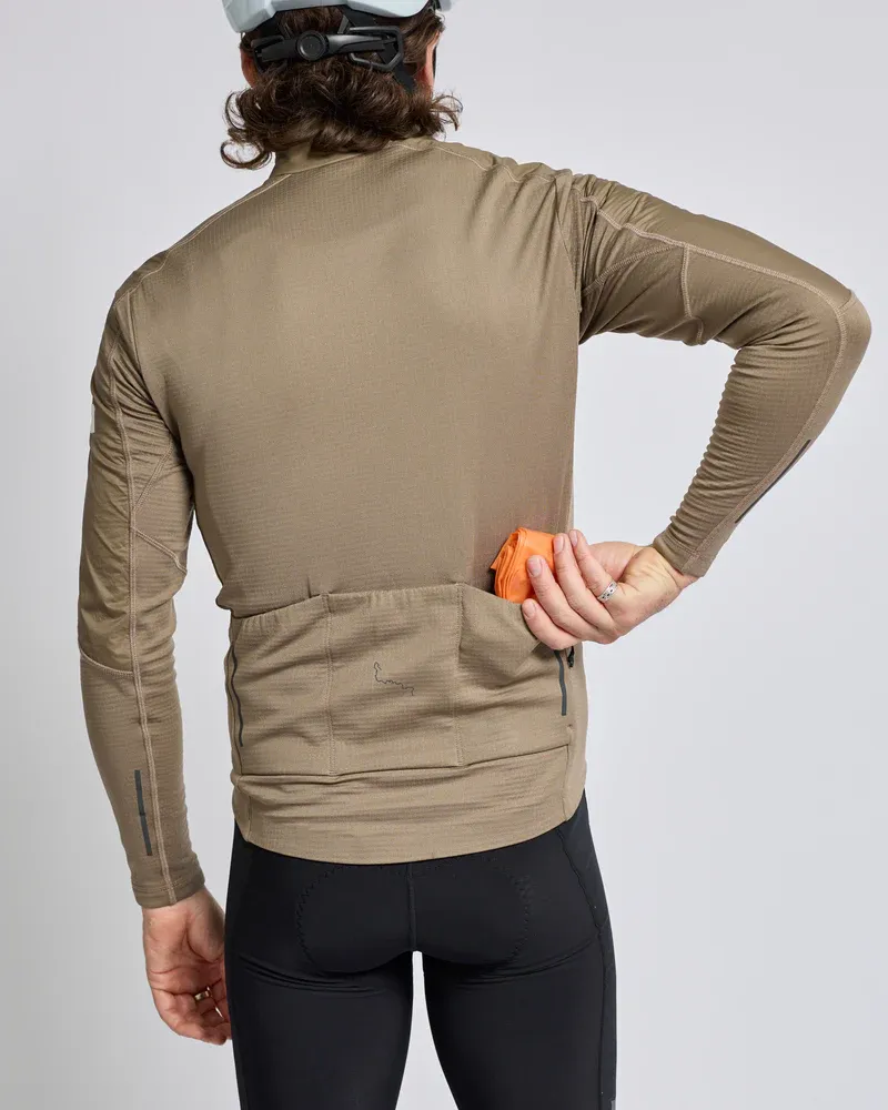 Albion Men's Thermal Wind Jersey in Dark Sand-2