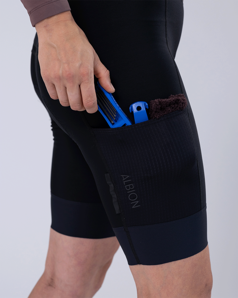 Men's Thermal Pocket Bib Shorts in Black-5
