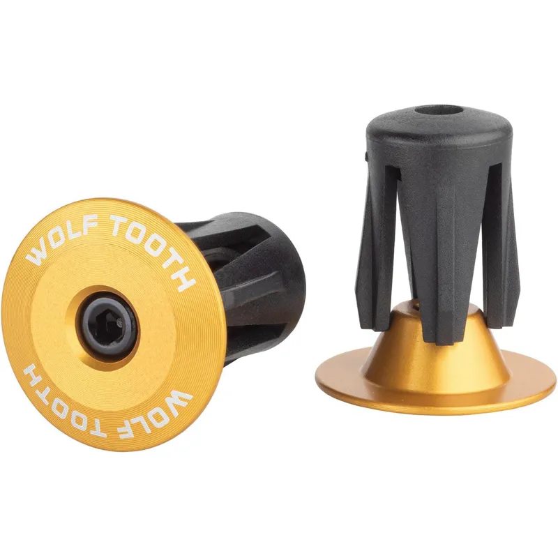 Wolf Tooth Alloy Bar End Plugs in Gold